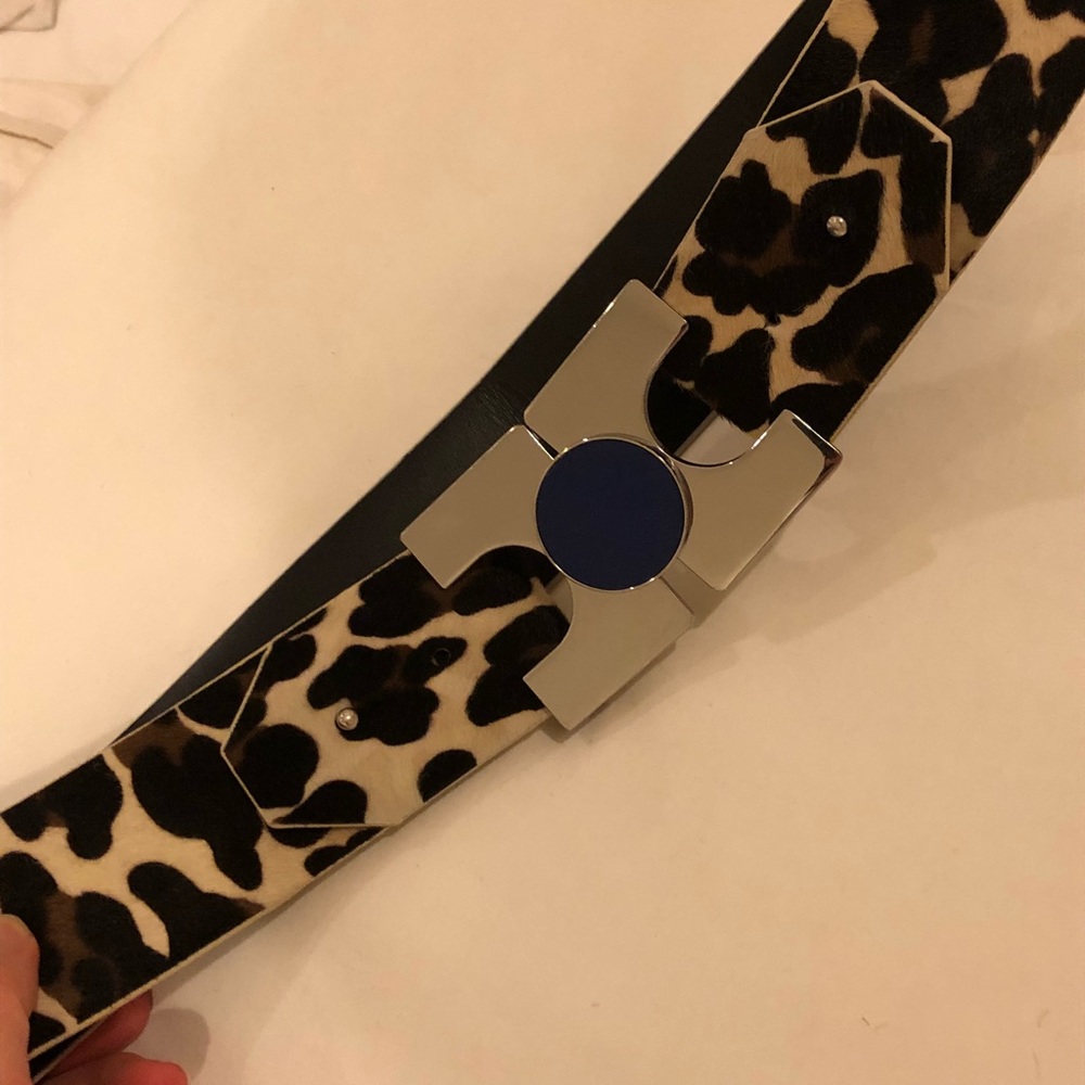 DVF leather/calf hair belt